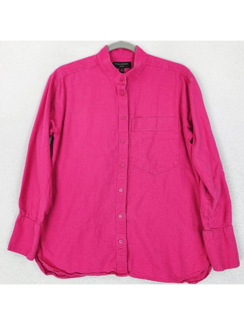 Banana Republic Shirt Womens Medium Pink Linen Button Front Long Sleeve Casual